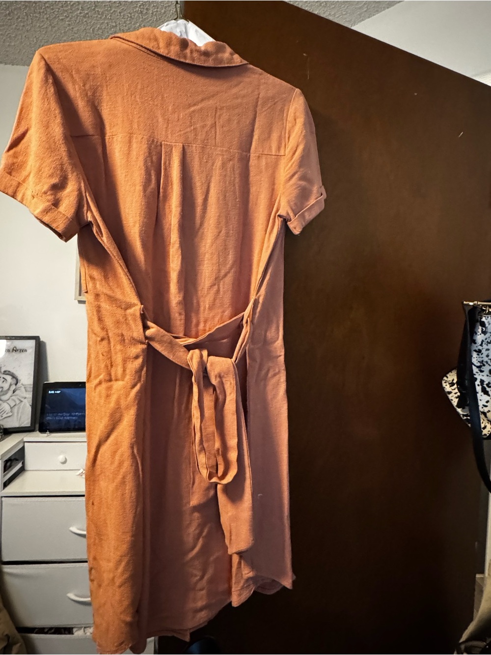 Blu Pepper Button-Front Midi Dress in Burnt Orange - Picture 3 of 4